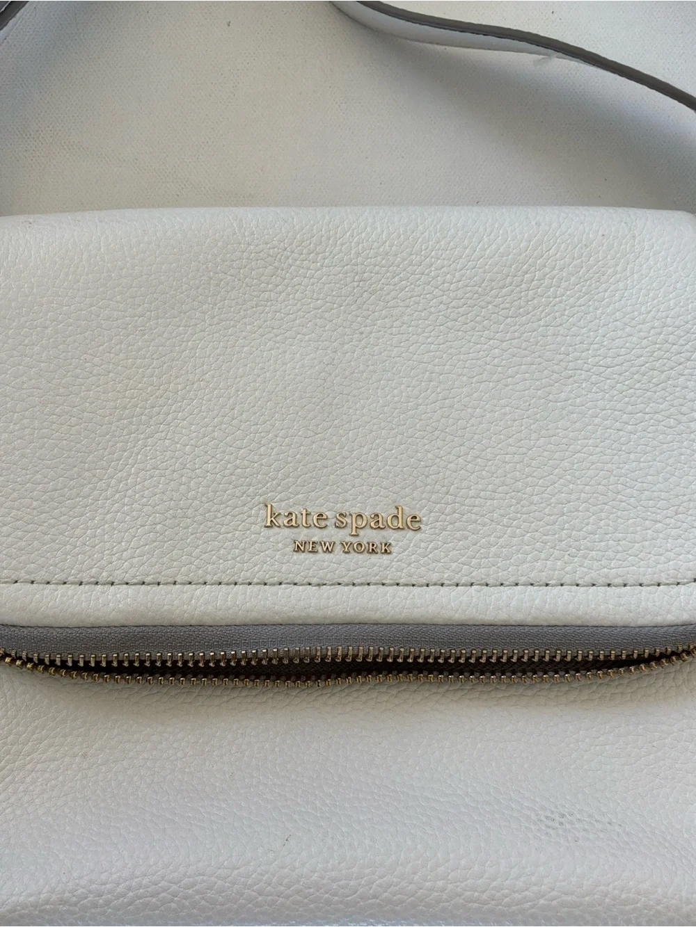 Kate Spade New York White Pebbled Leather Crossbody Shoulder Bag